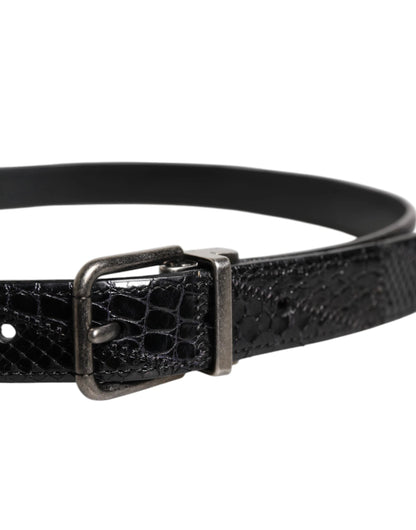 Dolce & Gabbana Black Exotic Leather Metal Logo Buckle Belt by Dolce & Gabbana