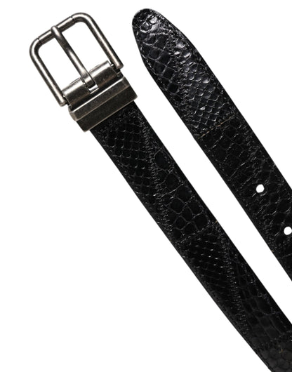 Dolce & Gabbana Black Exotic Leather Metal Logo Buckle Belt by Dolce & Gabbana