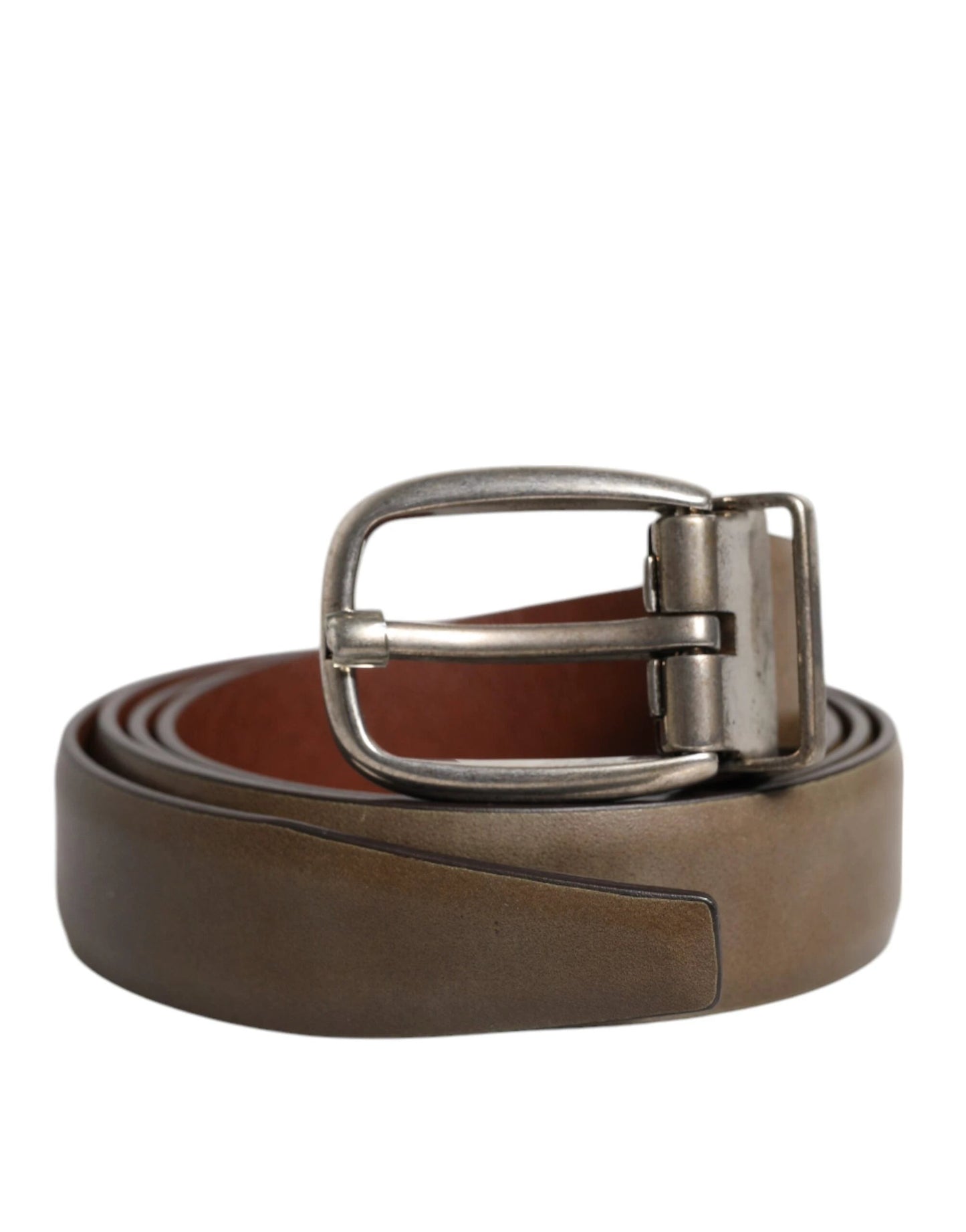 Dolce & Gabbana Brown Leather Classic Metal Logo Buckle Belt by Dolce & Gabbana