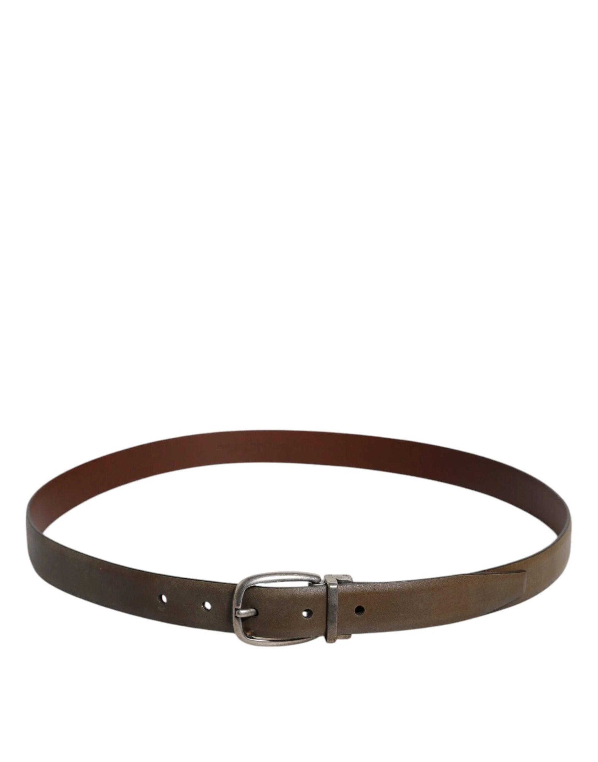 Dolce & Gabbana Brown Leather Classic Metal Logo Buckle Belt by Dolce & Gabbana