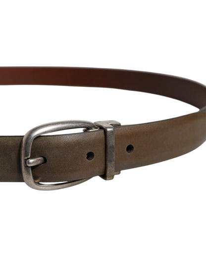 Dolce & Gabbana Brown Leather Classic Metal Logo Buckle Belt by Dolce & Gabbana