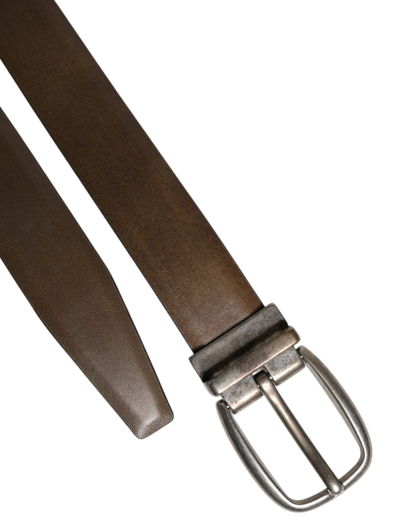 Dolce & Gabbana Brown Leather Classic Metal Logo Buckle Belt by Dolce & Gabbana