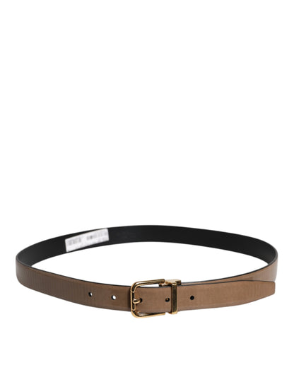 Ceinture Dolce Et Gabbana Cuir Marron Boucle Logo Métal Doré