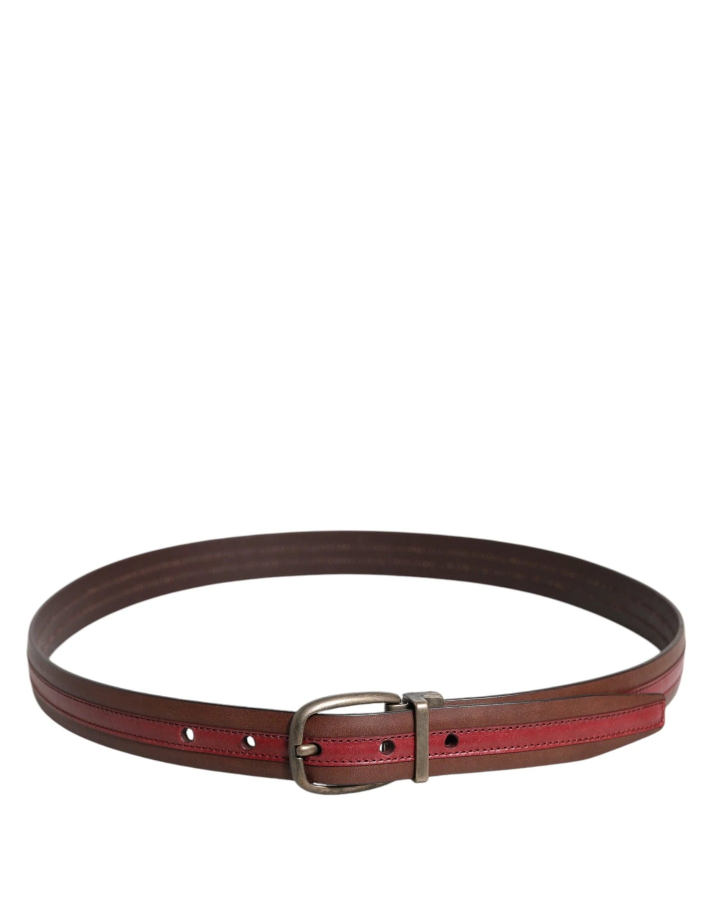 Dolce & Gabbana Burgundy Leather Metal Logo Buckle Belt by Dolce & Gabbana