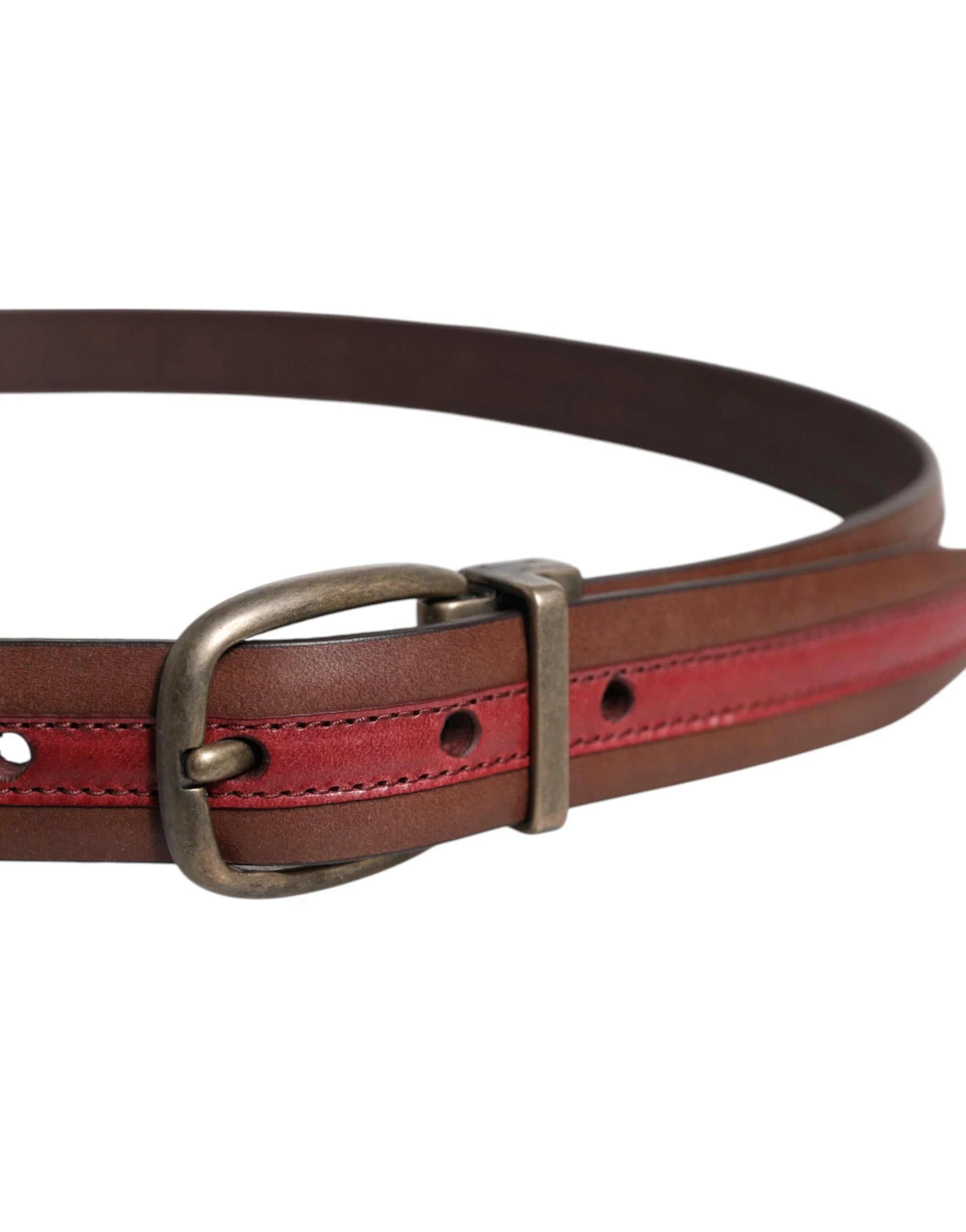 Dolce & Gabbana Burgundy Leather Metal Logo Buckle Belt by Dolce & Gabbana