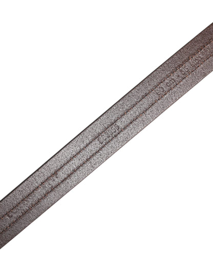 Dolce & Gabbana Burgundy Leather Metal Logo Buckle Belt by Dolce & Gabbana