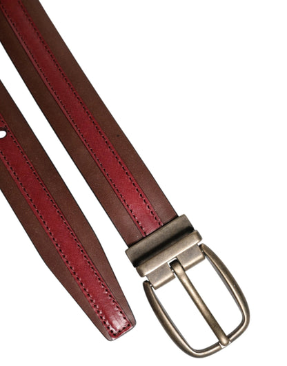 Dolce & Gabbana Burgundy Leather Metal Logo Buckle Belt by Dolce & Gabbana
