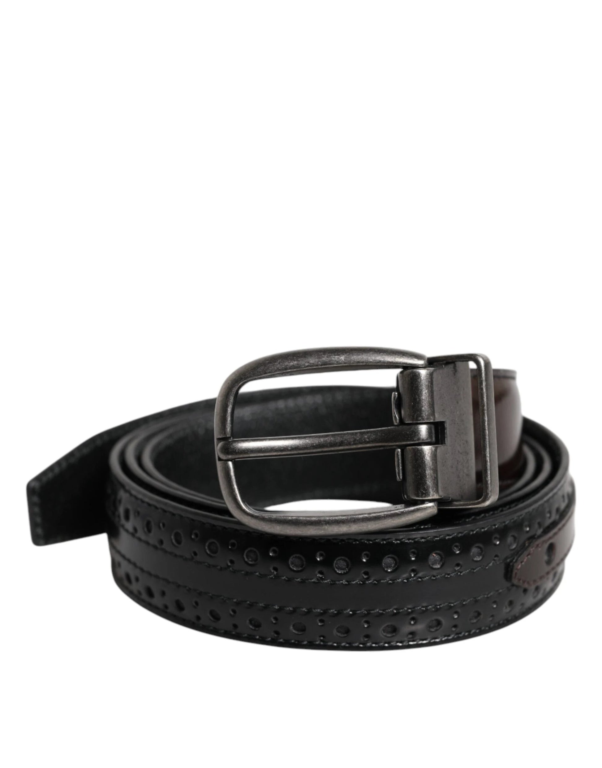 Dolce & Gabbana Black Brown Leather Classic Metal Buckle Belt by Dolce & Gabbana