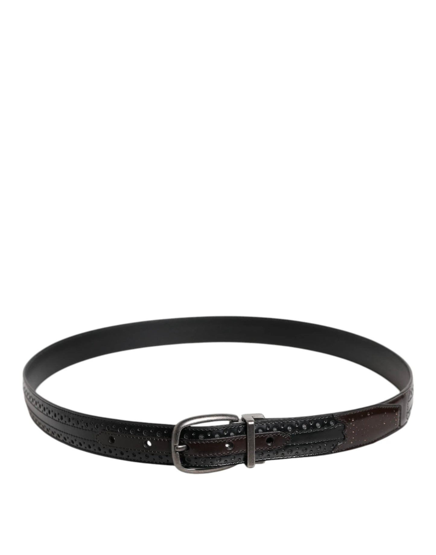 Dolce & Gabbana Black Brown Leather Classic Metal Buckle Belt by Dolce & Gabbana