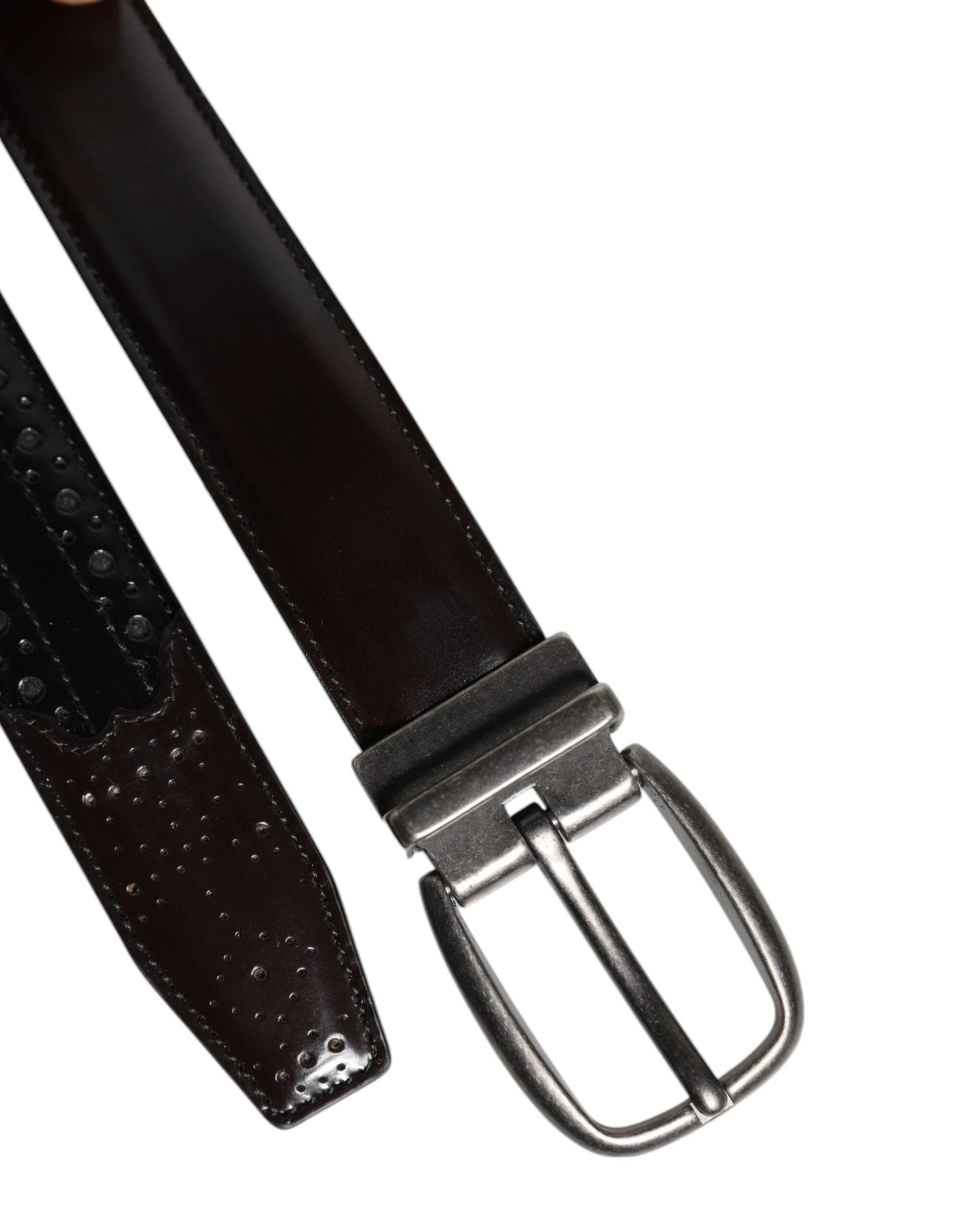 Dolce & Gabbana Black Brown Leather Classic Metal Buckle Belt by Dolce & Gabbana