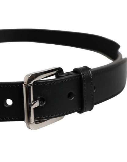 Dolce & Gabbana Black White Printed Metal Logo Buckle Belt by Dolce & Gabbana