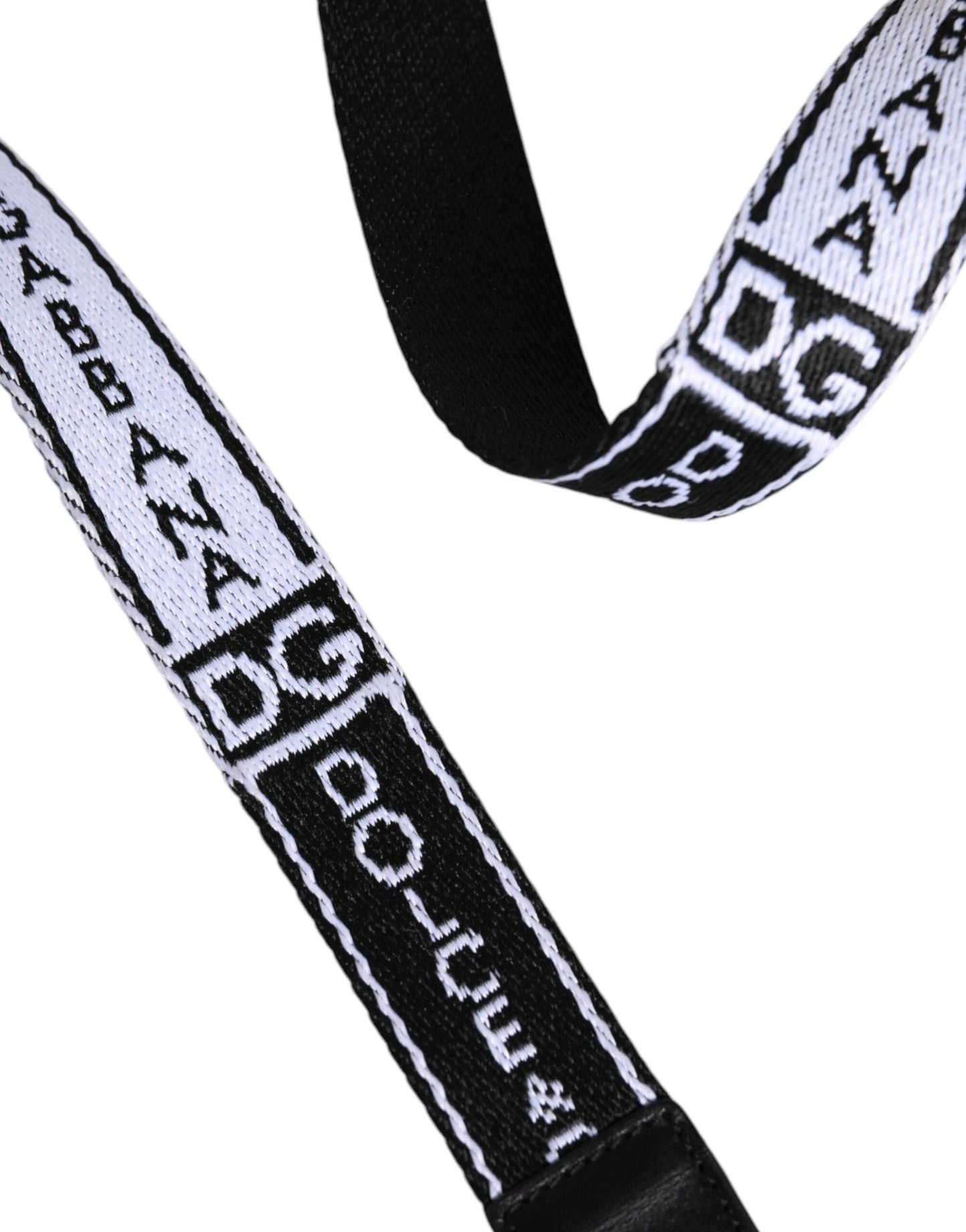 Dolce & Gabbana Black White Printed Metal Logo Buckle Belt by Dolce & Gabbana