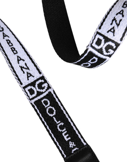 Dolce & Gabbana Black White Printed Metal Logo Buckle Belt by Dolce & Gabbana