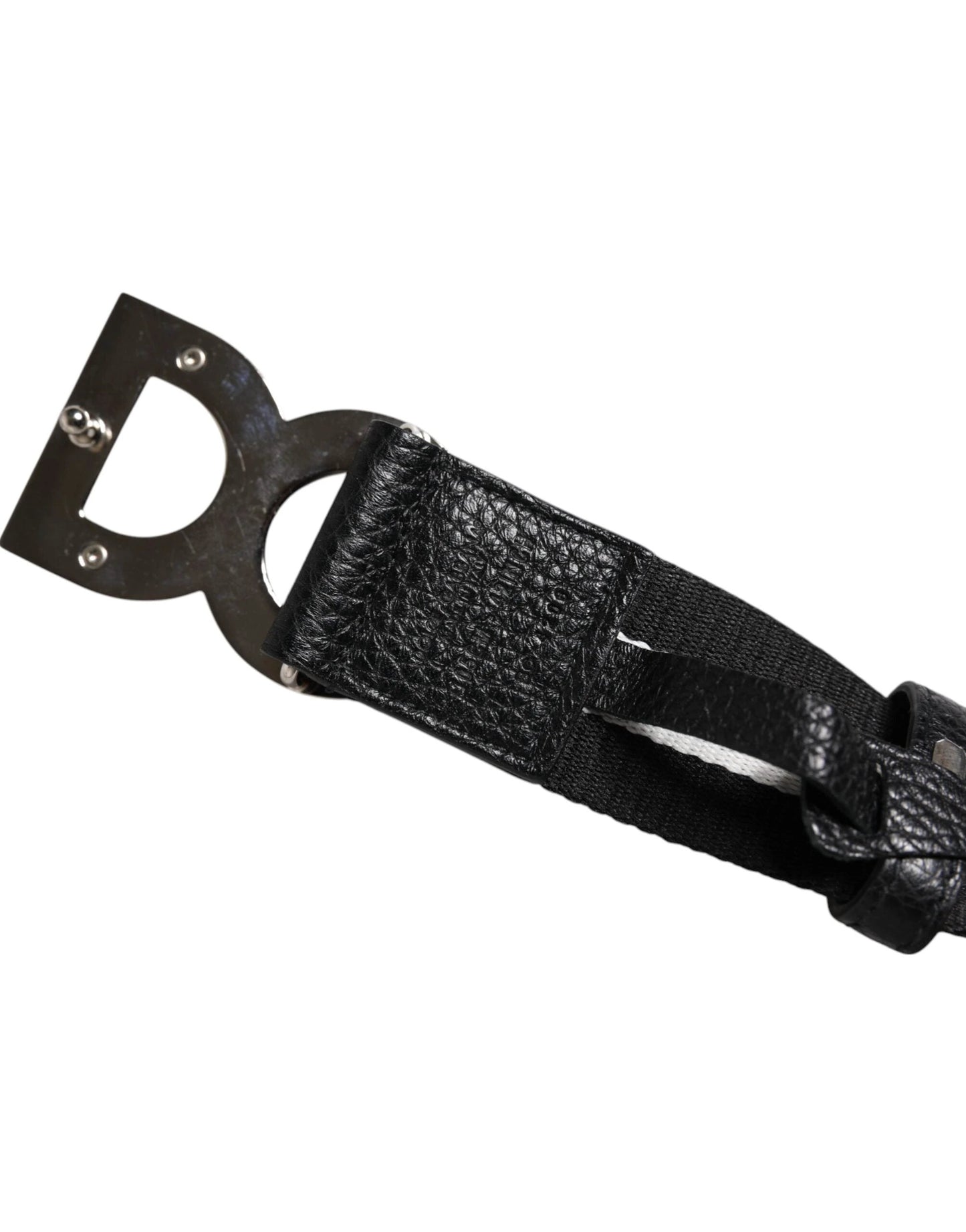 Dolce & Gabbana Black White Printed Metal Logo Buckle Belt by Dolce & Gabbana