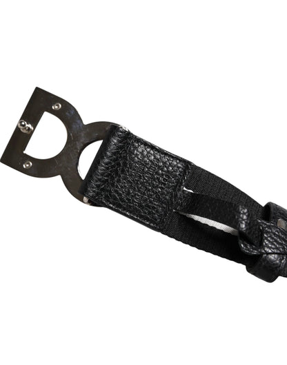 Dolce & Gabbana Black White Printed Metal Logo Buckle Belt by Dolce & Gabbana