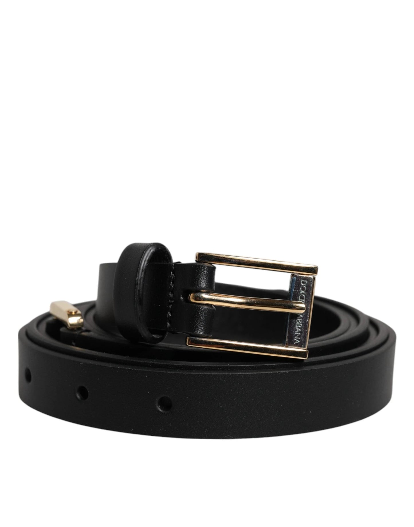 Dolce & Gabbana Black Calfskin Classic Metal Logo Buckle Belt by Dolce & Gabbana