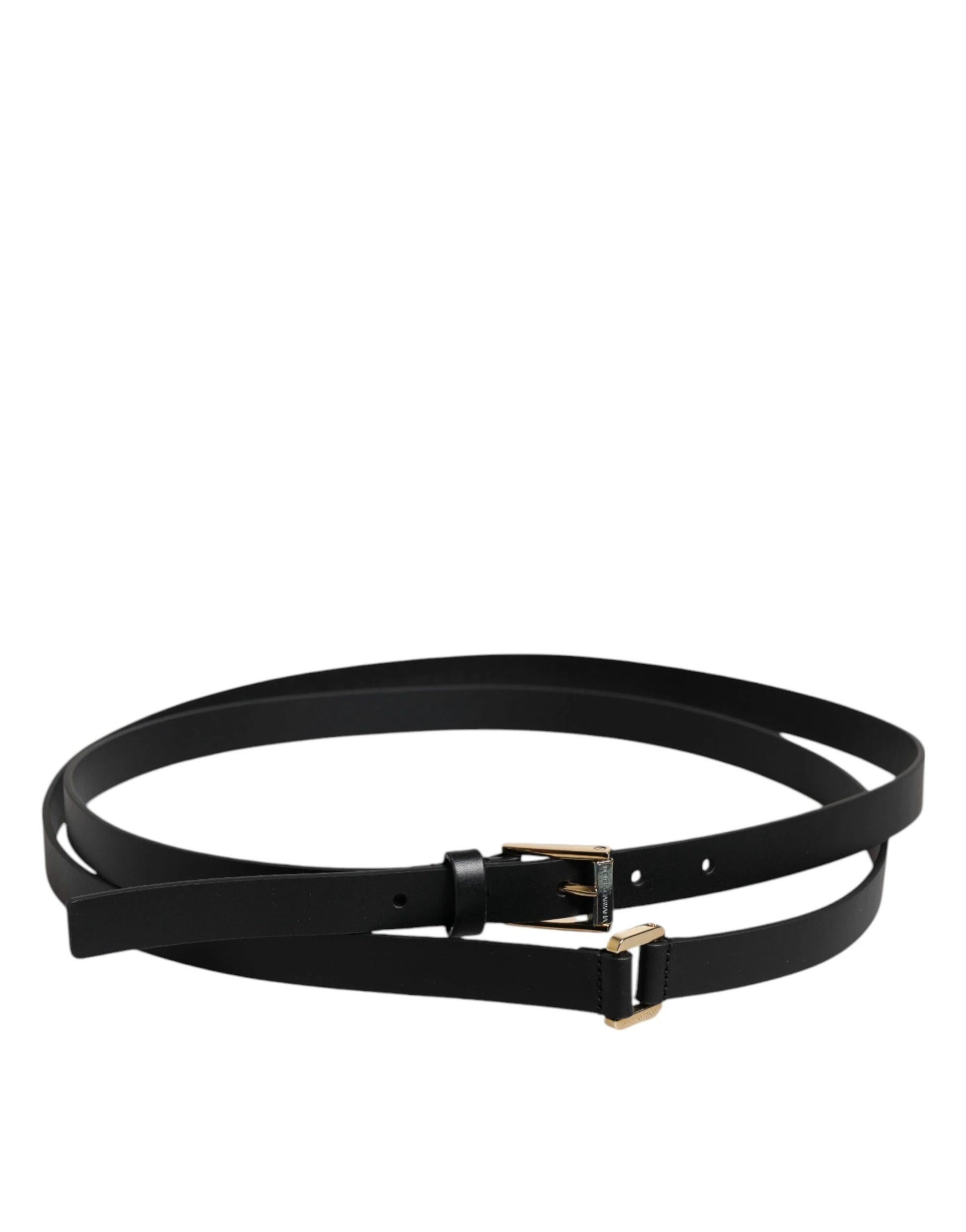 Dolce & Gabbana Black Calfskin Classic Metal Logo Buckle Belt by Dolce & Gabbana