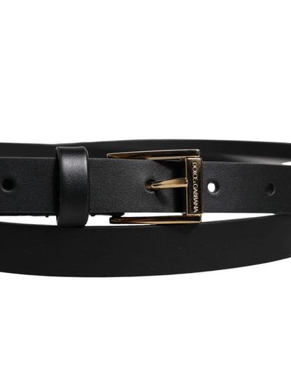 Dolce & Gabbana Black Calfskin Classic Metal Logo Buckle Belt by Dolce & Gabbana