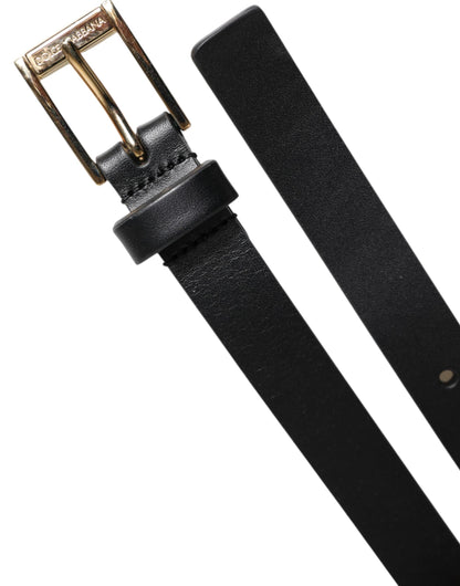 Dolce & Gabbana Black Calfskin Classic Metal Logo Buckle Belt by Dolce & Gabbana