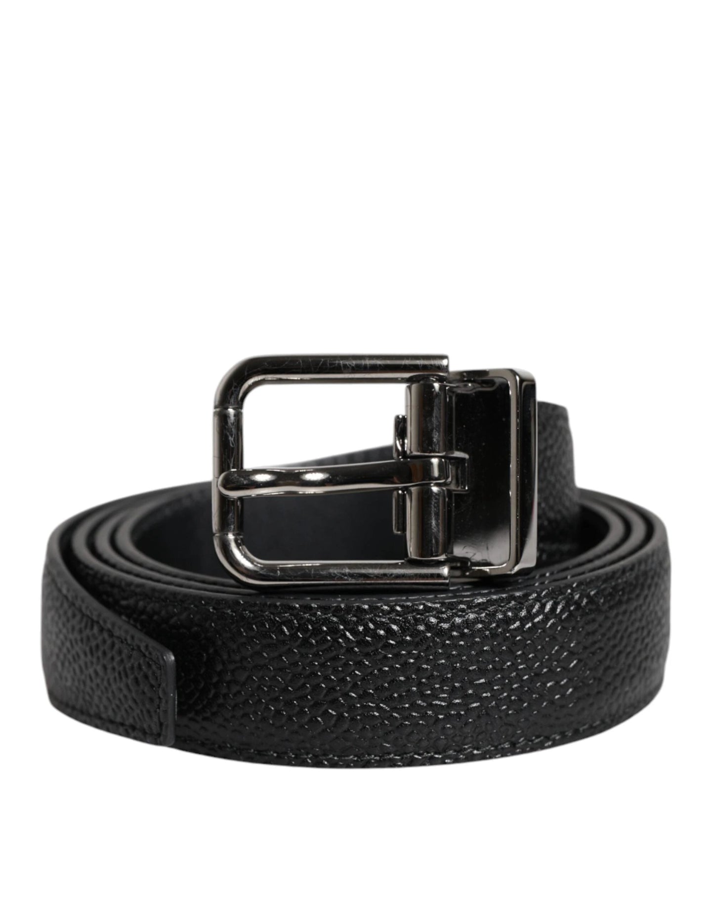 Dolce & Gabbana Black Calf Leather Classic Metal Buckle Belt by Dolce & Gabbana