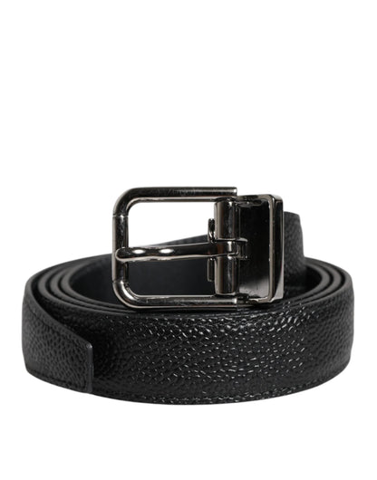 Dolce & Gabbana Black Calf Leather Classic Metal Buckle Belt by Dolce & Gabbana