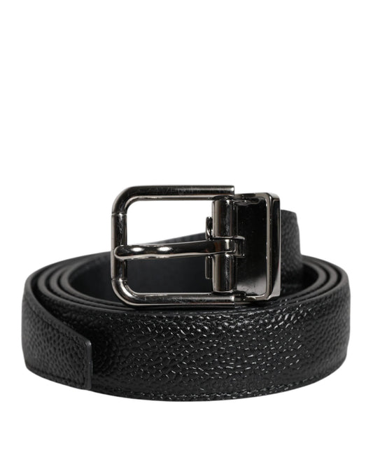 Dolce & Gabbana Black Calf Leather Classic Metal Buckle Belt by Dolce & Gabbana