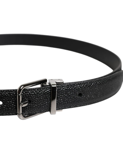 Dolce & Gabbana Black Calf Leather Classic Metal Buckle Belt by Dolce & Gabbana