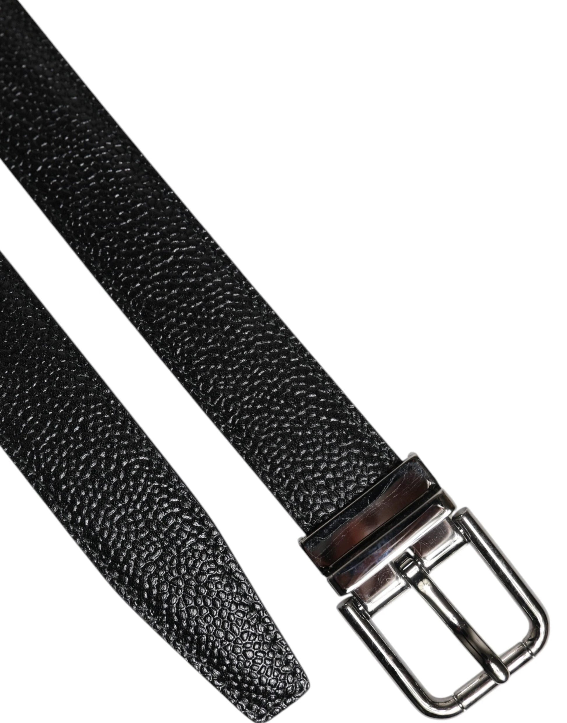 Dolce & Gabbana Black Calf Leather Classic Metal Buckle Belt by Dolce & Gabbana