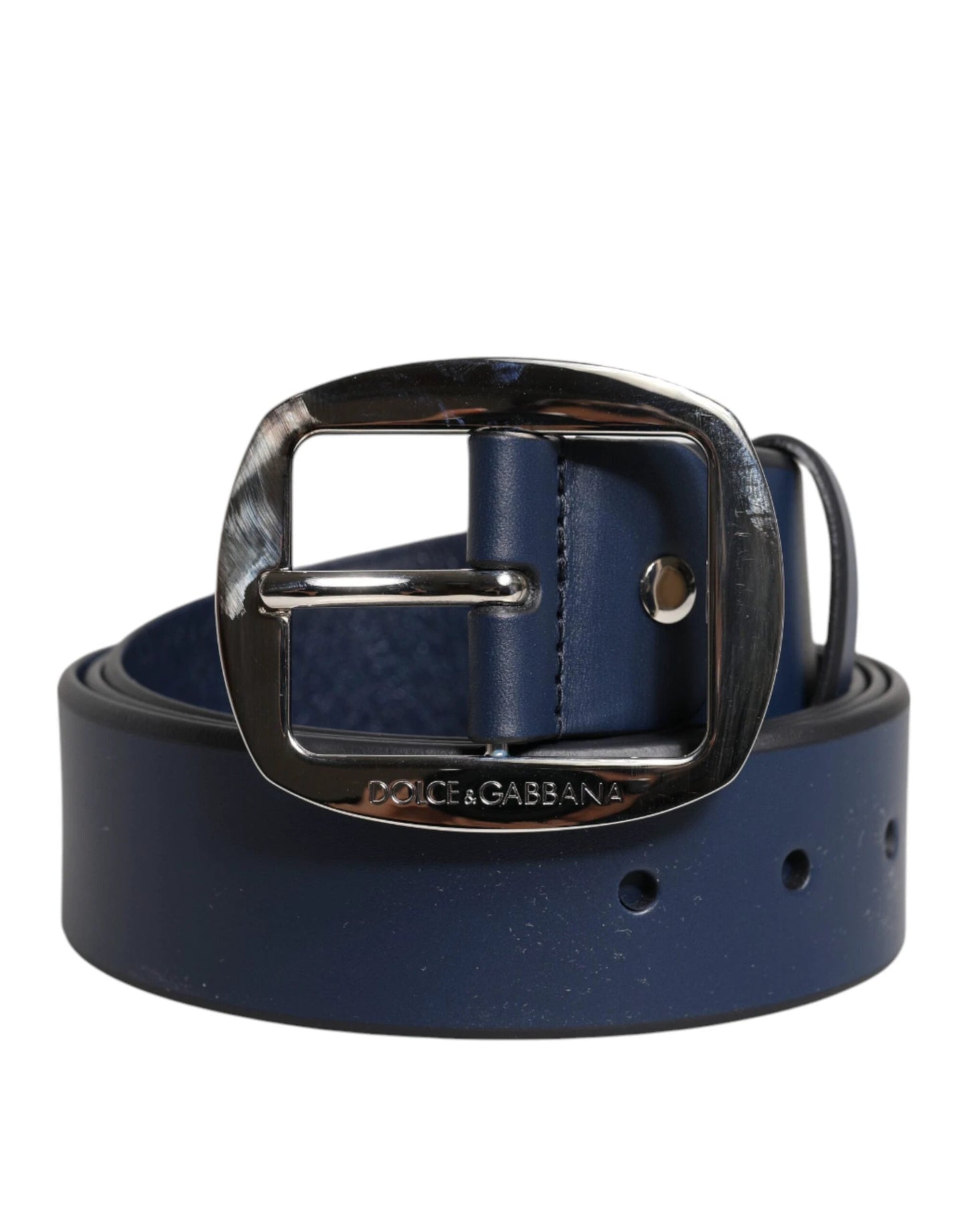Dolce & Gabbana Blue Calf Leather Classic Metal Buckle Belt by Dolce & Gabbana