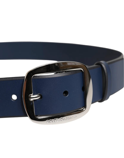 Dolce & Gabbana Blue Calf Leather Classic Metal Buckle Belt by Dolce & Gabbana