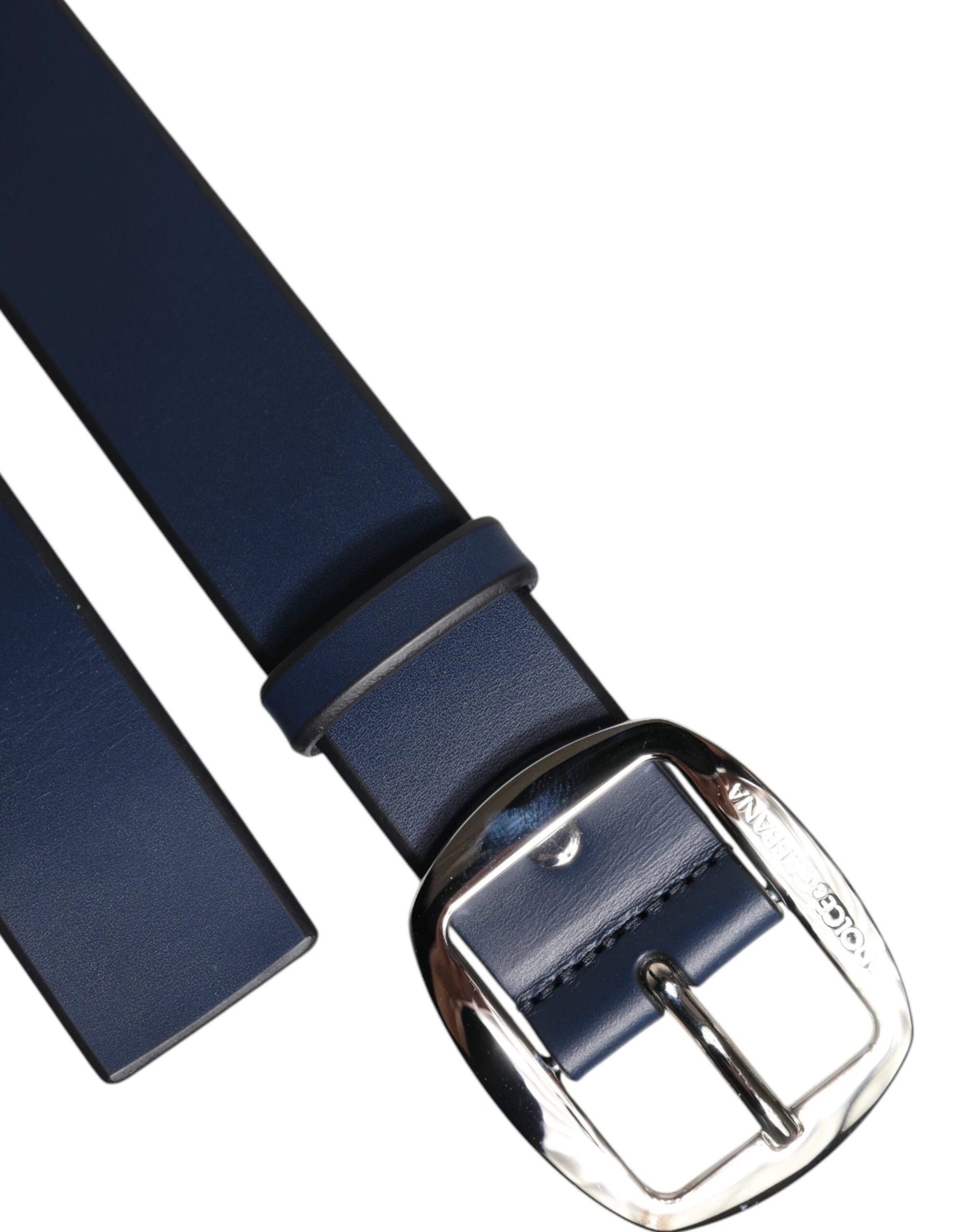 Dolce & Gabbana Blue Calf Leather Classic Metal Buckle Belt by Dolce & Gabbana