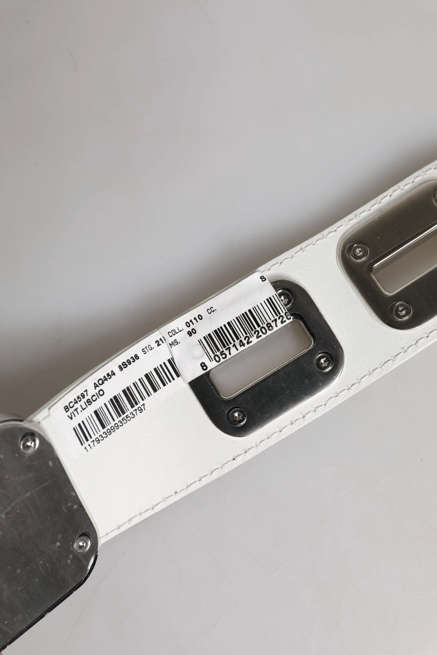 Dolce & Gabbana White Leather Gold Tone Rotating Buckle Belt by Dolce & Gabbana