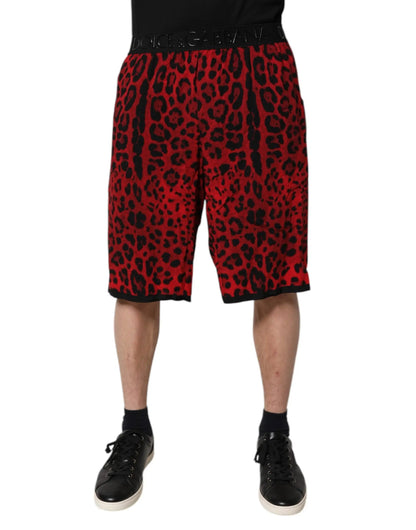 Dolce & Gabbana Red Leopard Print Viscose Bermuda Shorts by Dolce & Gabbana