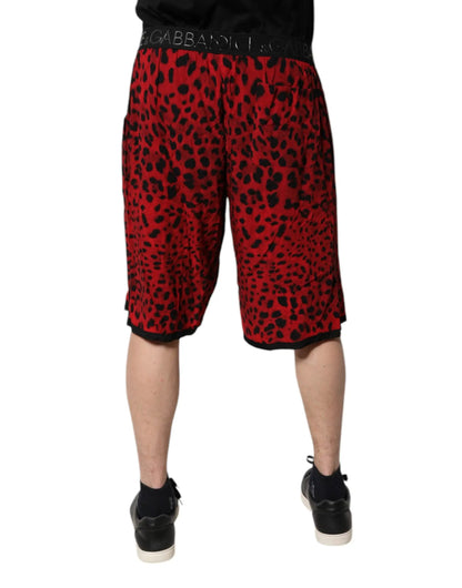 Dolce & Gabbana Red Leopard Print Viscose Bermuda Shorts by Dolce & Gabbana