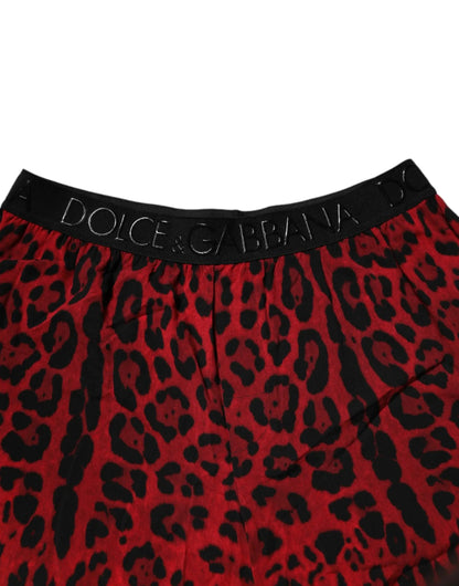 Dolce & Gabbana Red Leopard Print Viscose Bermuda Shorts by Dolce & Gabbana