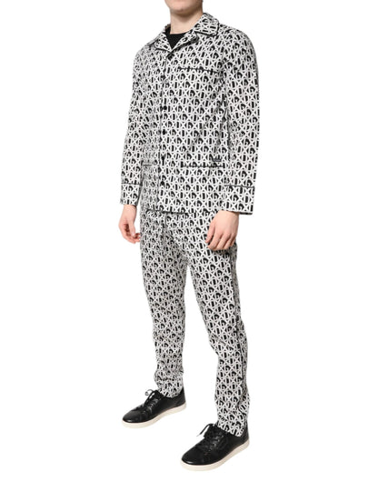 Dolce & Gabbana Black White DG Print Cotton Pajama Set Sleepwear by Dolce & Gabbana