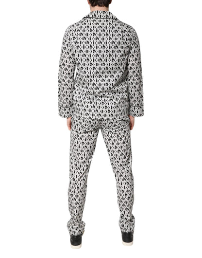 Dolce & Gabbana Black White DG Print Cotton Pajama Set Sleepwear by Dolce & Gabbana