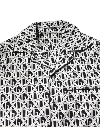 Dolce & Gabbana Black White DG Print Cotton Pajama Set Sleepwear by Dolce & Gabbana