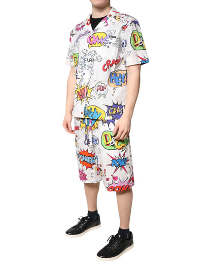 Pyjama Dolce & Gabbana homme en coton blanc à imprimé cartoon – KOS2281