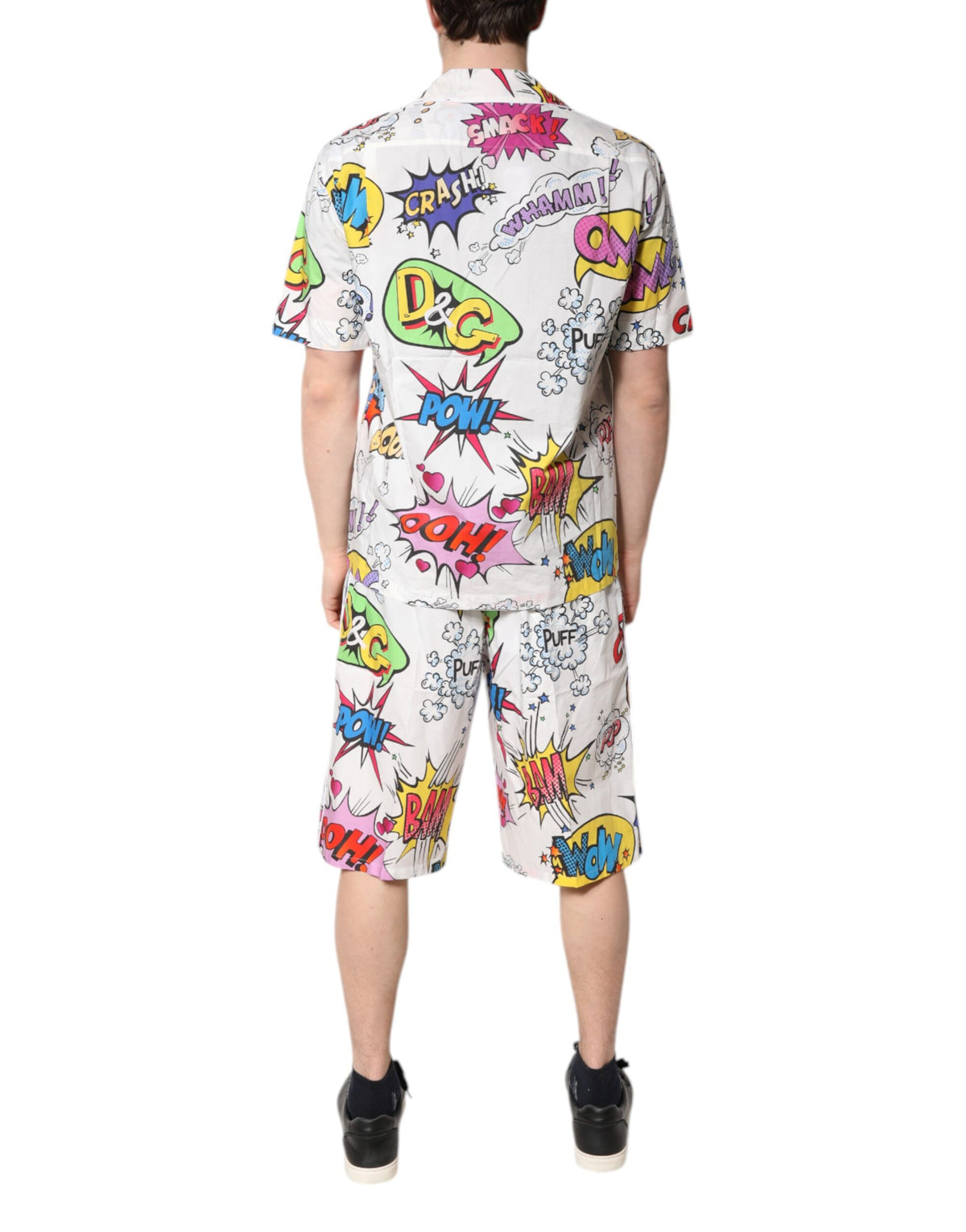 Pyjama Dolce & Gabbana homme en coton blanc à imprimé cartoon – KOS2281