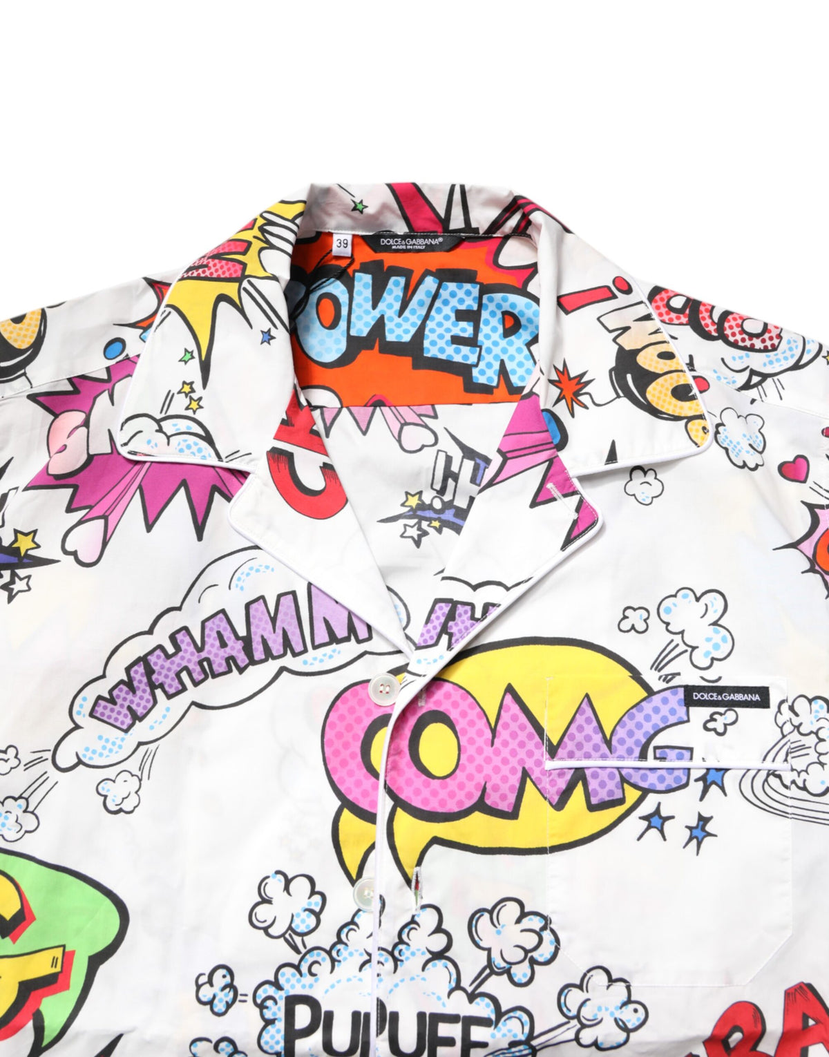 Pyjama Dolce & Gabbana homme en coton blanc à imprimé cartoon – KOS2281