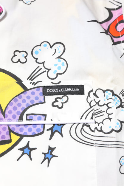 Pyjama Dolce & Gabbana homme en coton blanc à imprimé cartoon – KOS2281