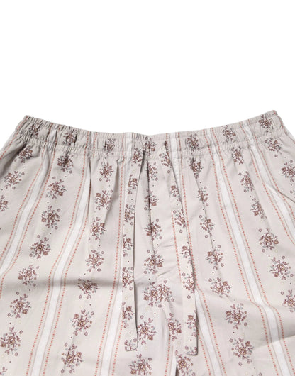 Dolce & Gabbana Beige Floral Print Cotton Men Pajama Set Sleepwear by Dolce & Gabbana