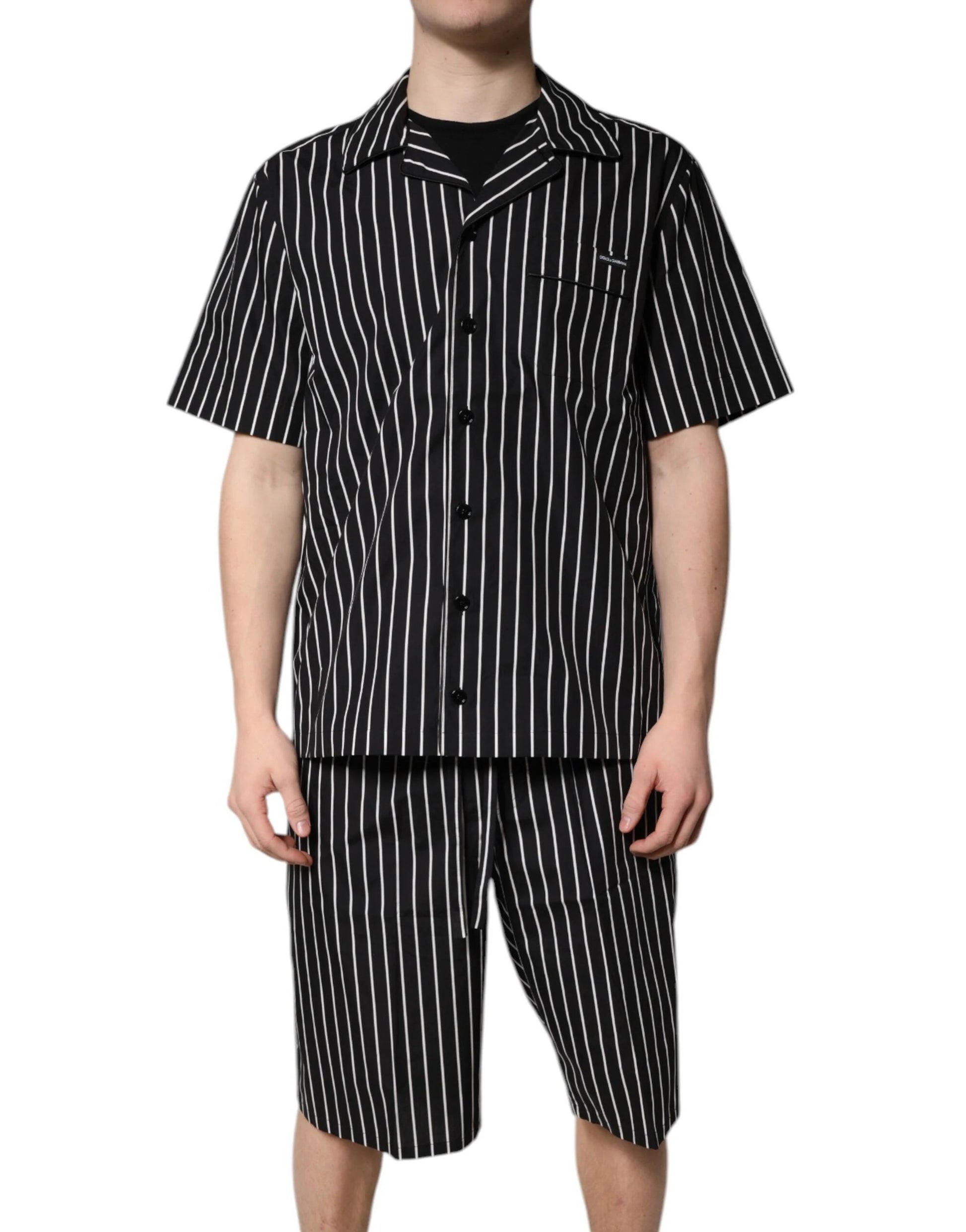 Dolce & Gabbana Black White Stripes Cotton Men Pajama Set Sleepwear by Dolce & Gabbana
