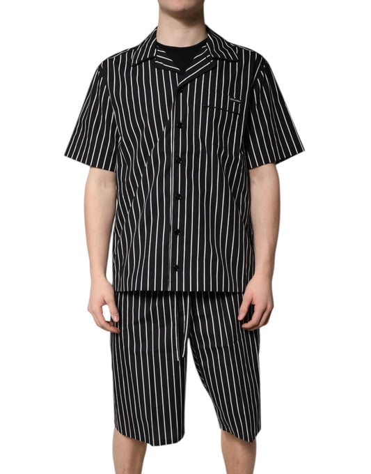 Pyjama Dolce & Gabbana homme en coton à rayures noir et blanc – KOS2284