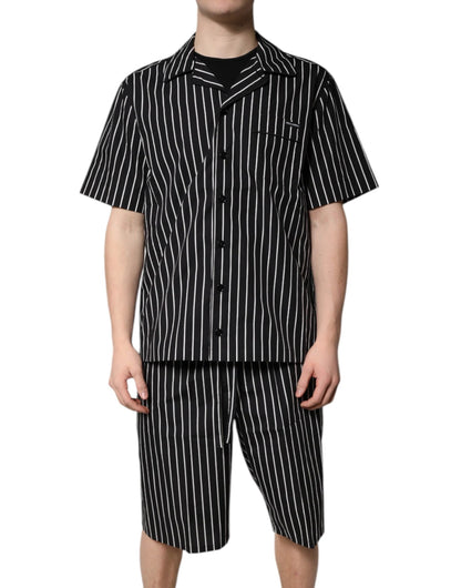 Dolce & Gabbana Black White Stripes Cotton Men Pajama Set Sleepwear by Dolce & Gabbana