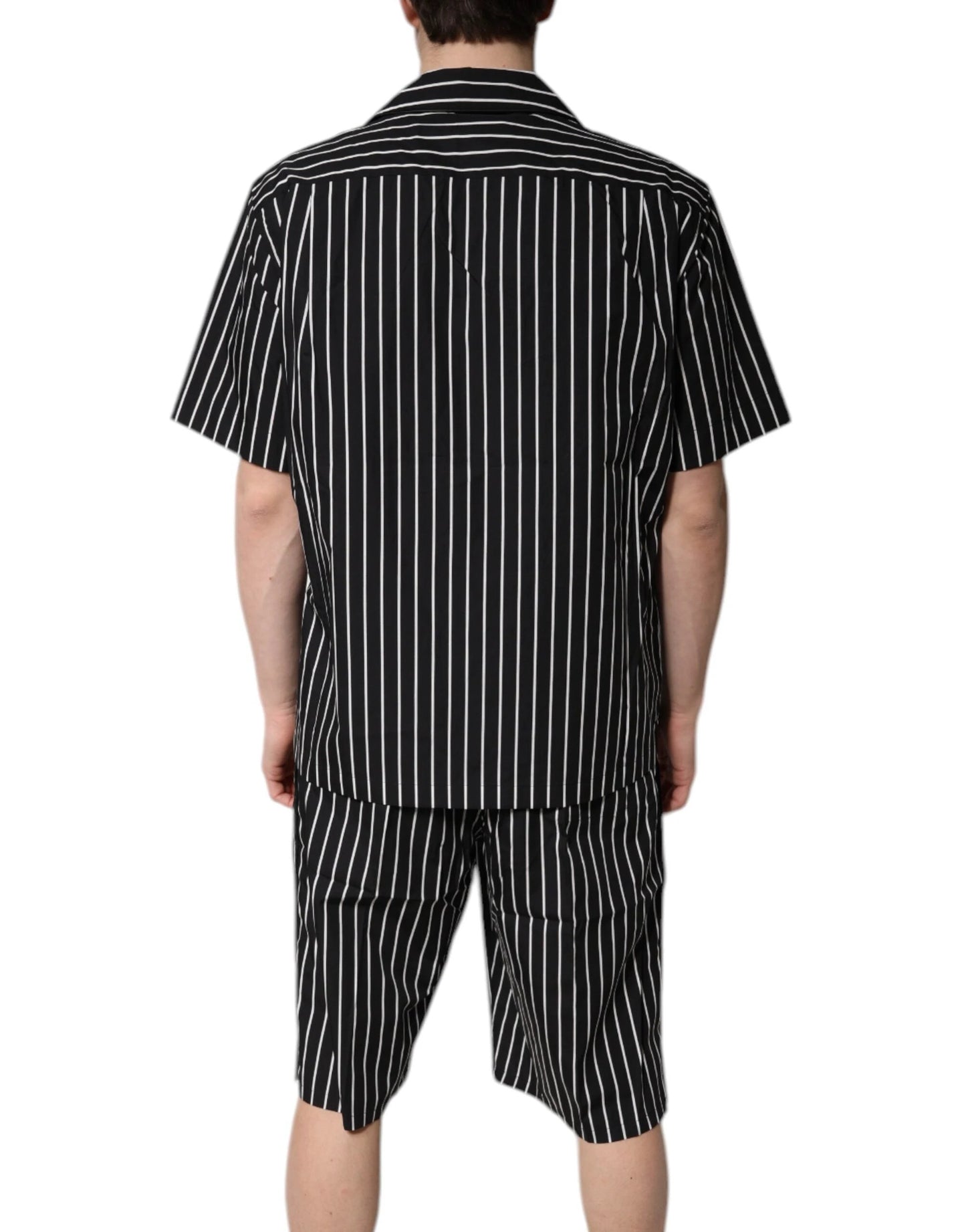 Dolce & Gabbana Black White Stripes Cotton Men Pajama Set Sleepwear by Dolce & Gabbana