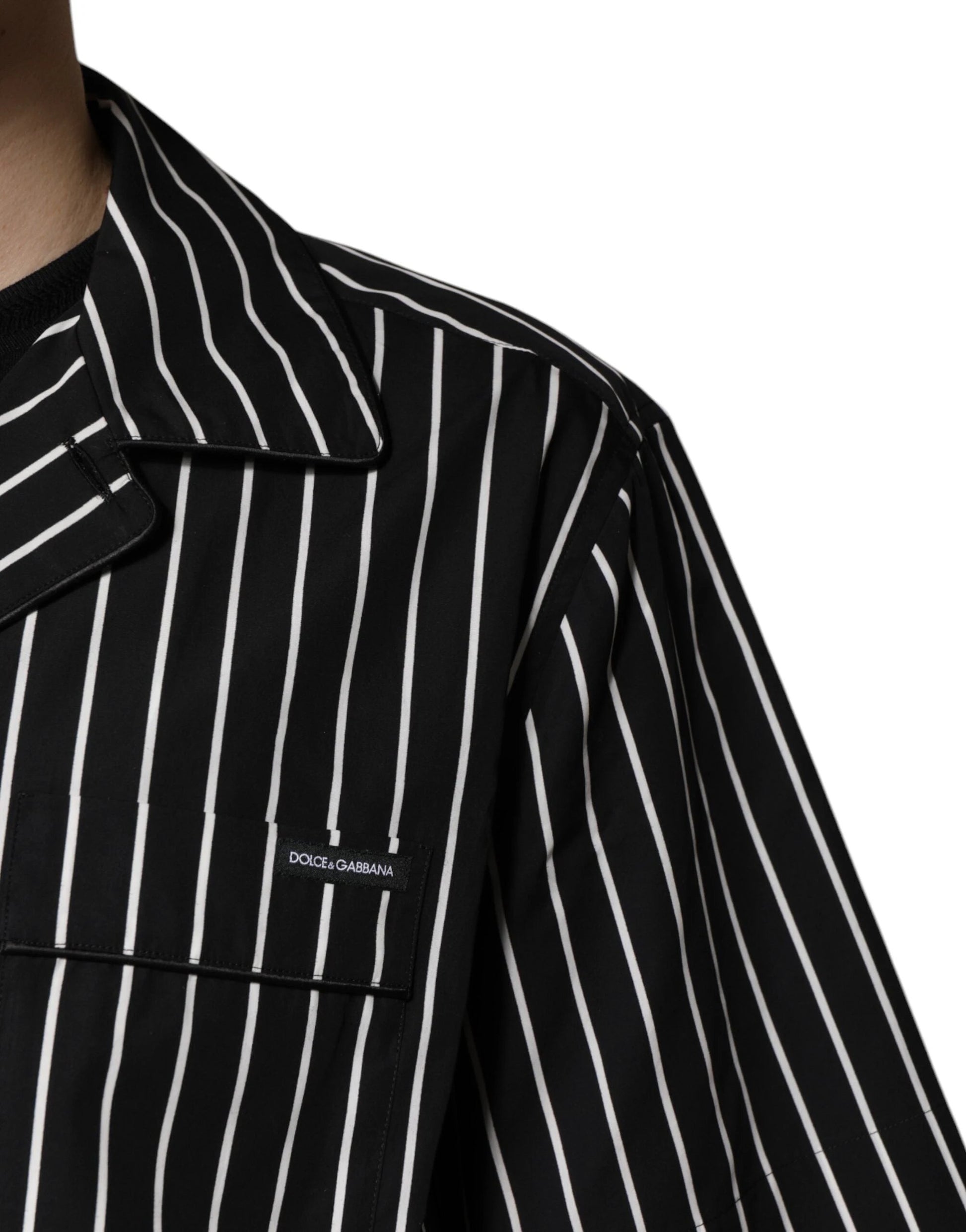 Dolce & Gabbana Black White Stripes Cotton Men Pajama Set Sleepwear by Dolce & Gabbana