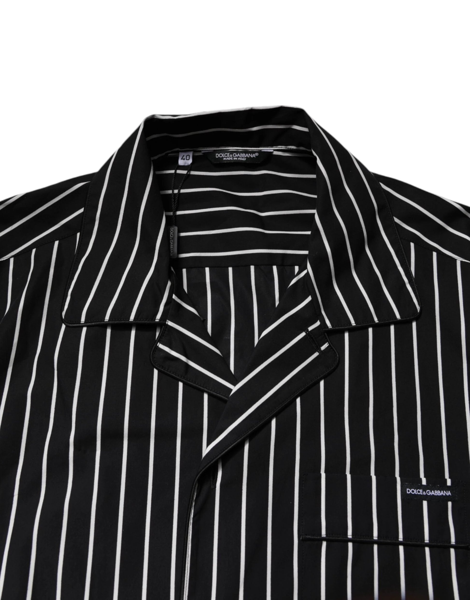 Dolce & Gabbana Black White Stripes Cotton Men Pajama Set Sleepwear by Dolce & Gabbana