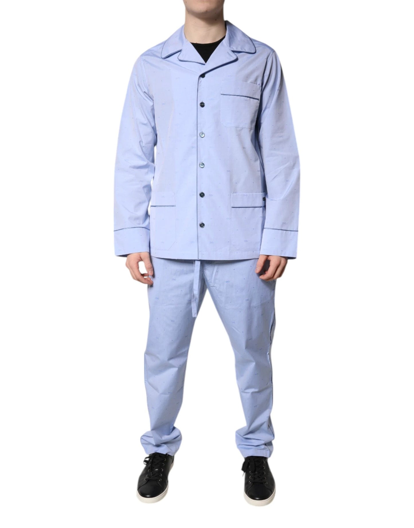 Dolce & Gabbana Light Blue DG Logo Cotton Men Pajama Set Sleepwear by Dolce & Gabbana